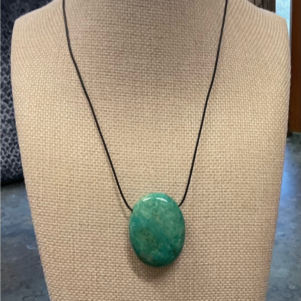 Reconstituted Turquoise Stone Pendant Necklace - Minimalist Women's Jewelry